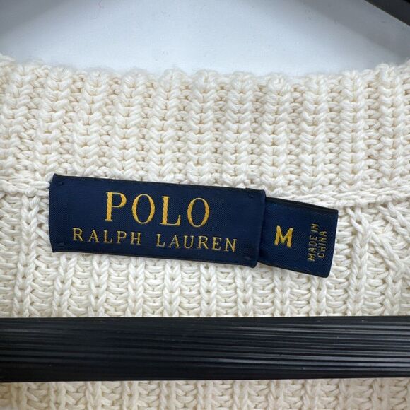 Polo Ralph Lauren Cream Chunky Knit Womens Pullover Boxy Sweater Size M EUC - Picture 2 of 8